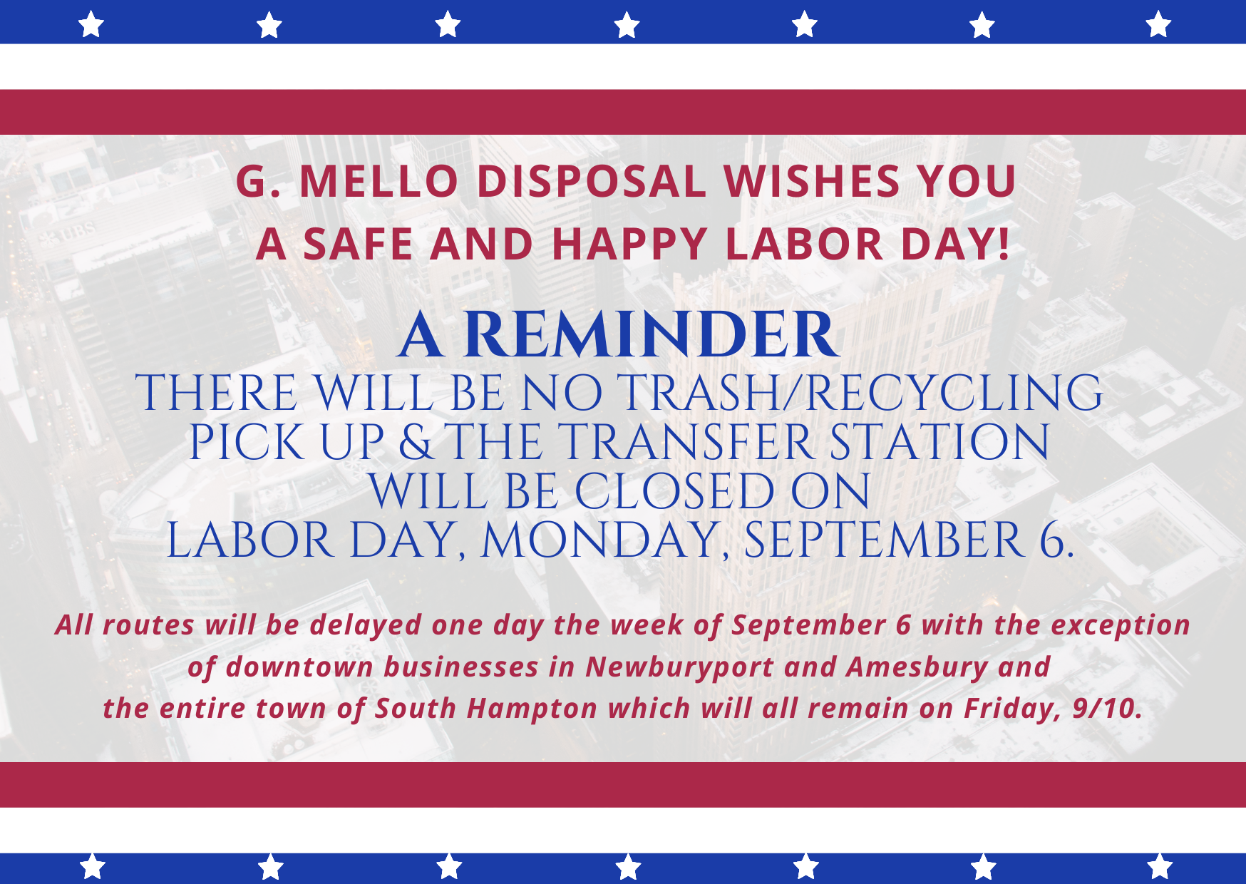 Blue, Red and White Photo Labor Day Card